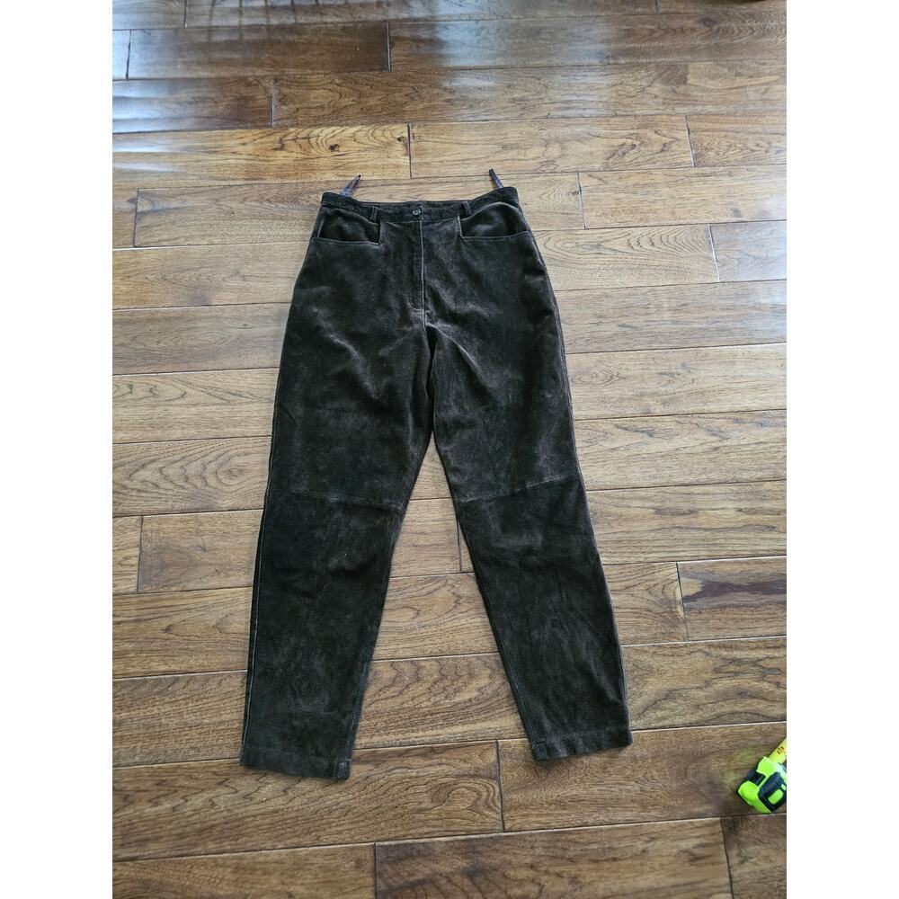 Andrea Viccaro Vintage Brown Leather Pants Women's Size 12 High Waisted